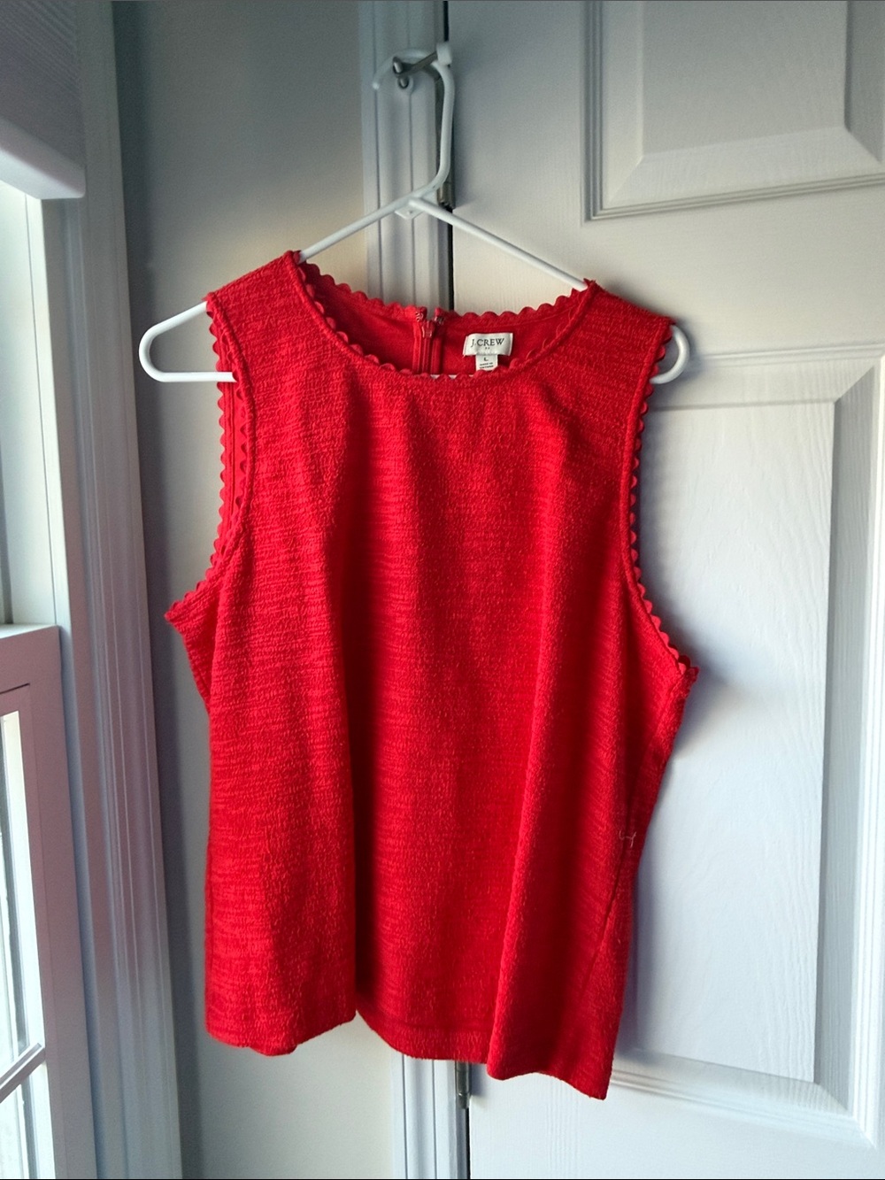 J. Crew Bright Red Scalloped Trim Sleeveless Tank